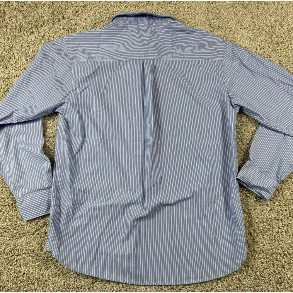 Nautica Boys Button Up Dress Shirt Blue White‎ Stripe 16